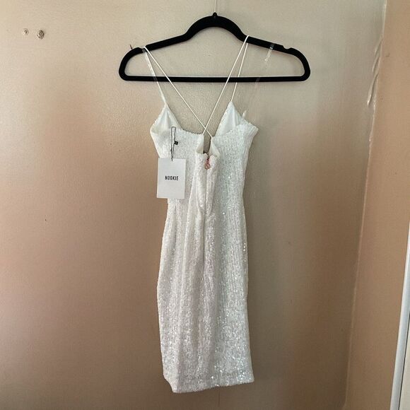 Nookie Supreme Mini Sequin Dress Small White $279 Cocktails Evening Event NWT S - Picture 12 of 12